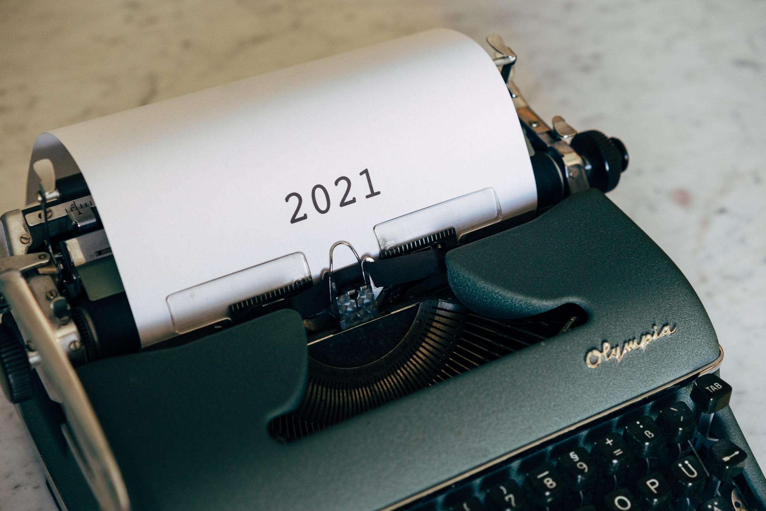 2021 written on a typewriter