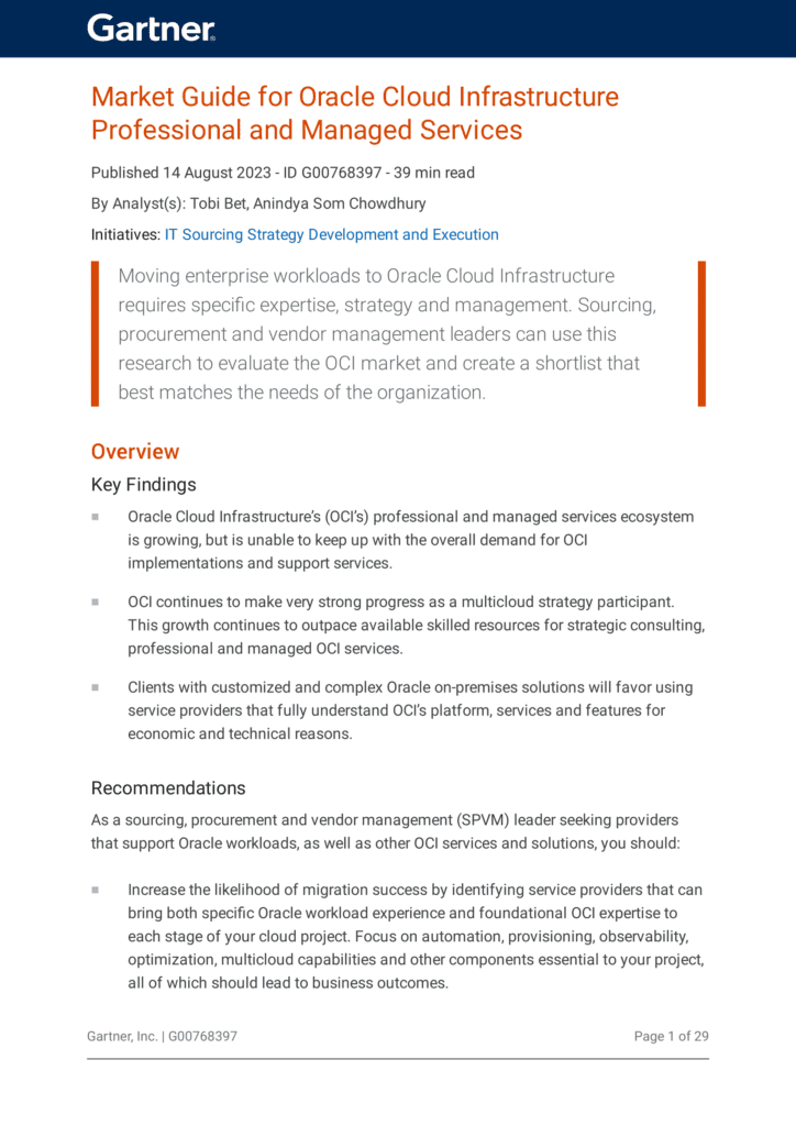 Market Guide for Oracle Cloud Infrastructure Professional and Managed Services_Gartner Report